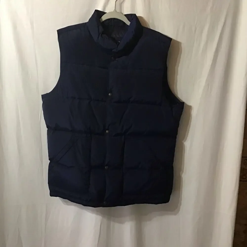 Mens Navy Insulated Down Puffer Vest Lands End Large 42 44